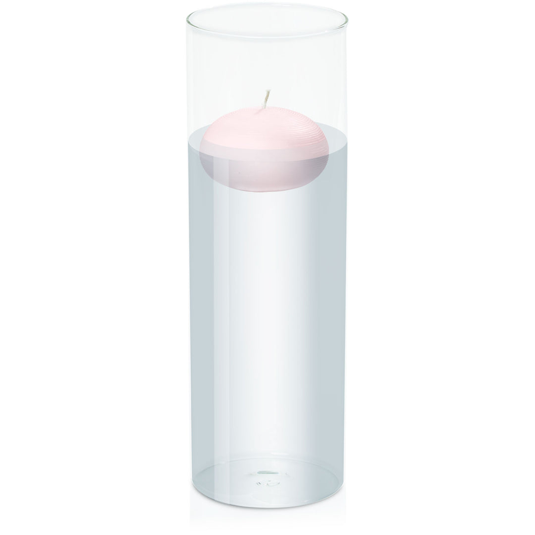 Blush Pink 7.5cm Floating Candle in 10cm x 30cm Glass Pack of 1