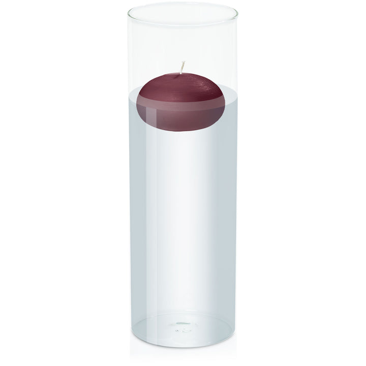 Burgundy 7.5cm Floating Candle in 10cm x 30cm Glass Pack of 1