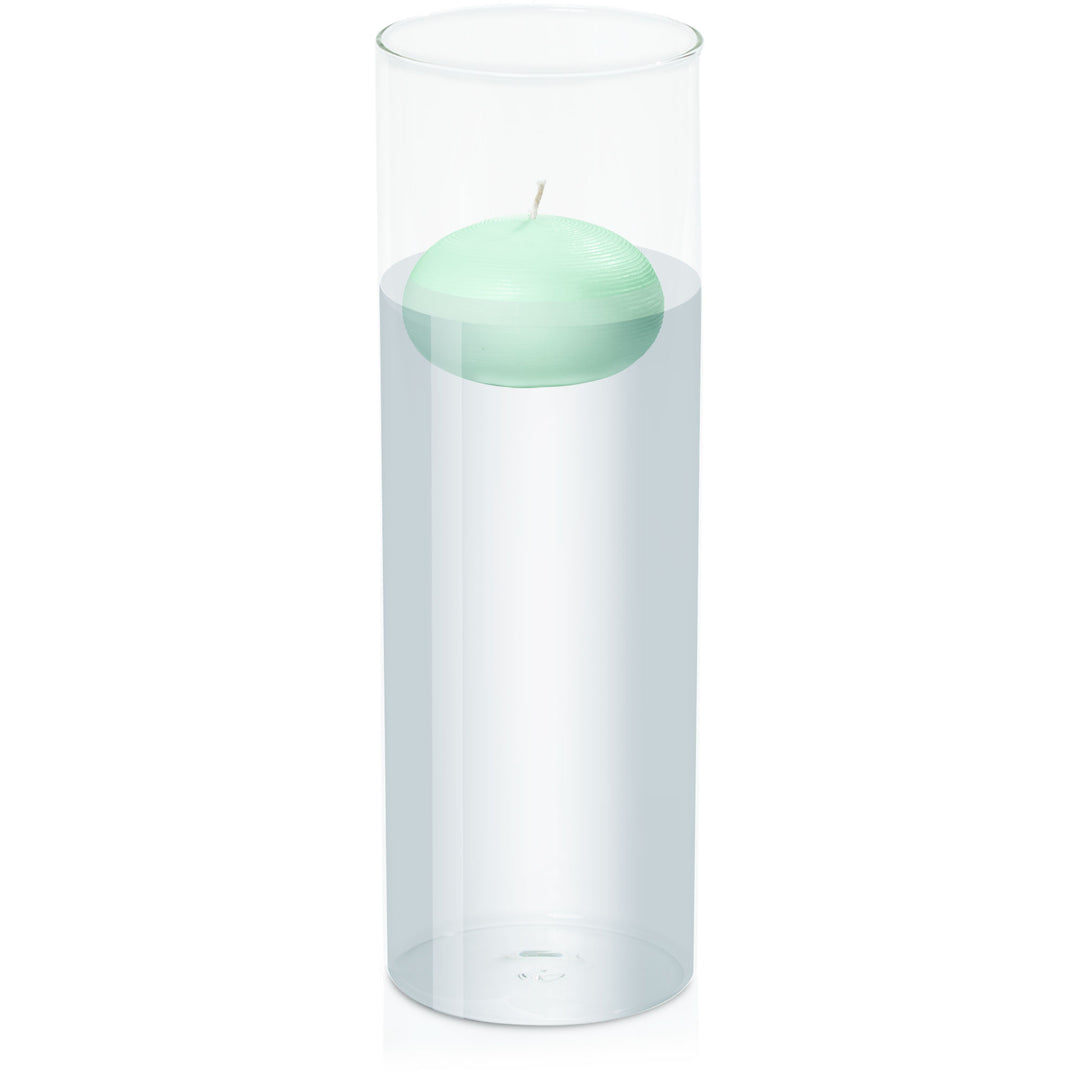 Mint Green 7.5cm Floating Candle in 10cm x 30cm Glass Pack of 1