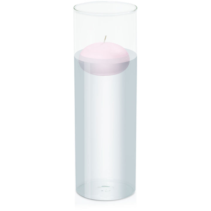 Pastel Pink 7.5cm Floating Candle in 10cm x 30cm Glass Pack of 1