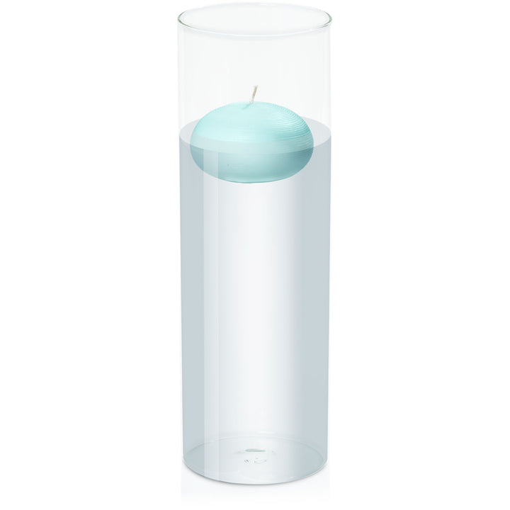 Pastel Teal 7.5cm Floating Candle in 10cm x 30cm Glass Pack of 1