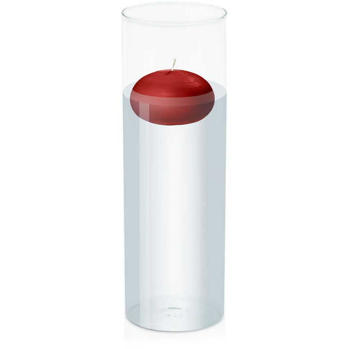 Red 7.5cm Floating Candle in 10cm x 30cm Glass Pack of 1