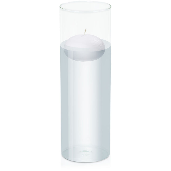 Silver Grey 7.5cm Floating Candle in 10cm x 30cm Glass Pack of 1