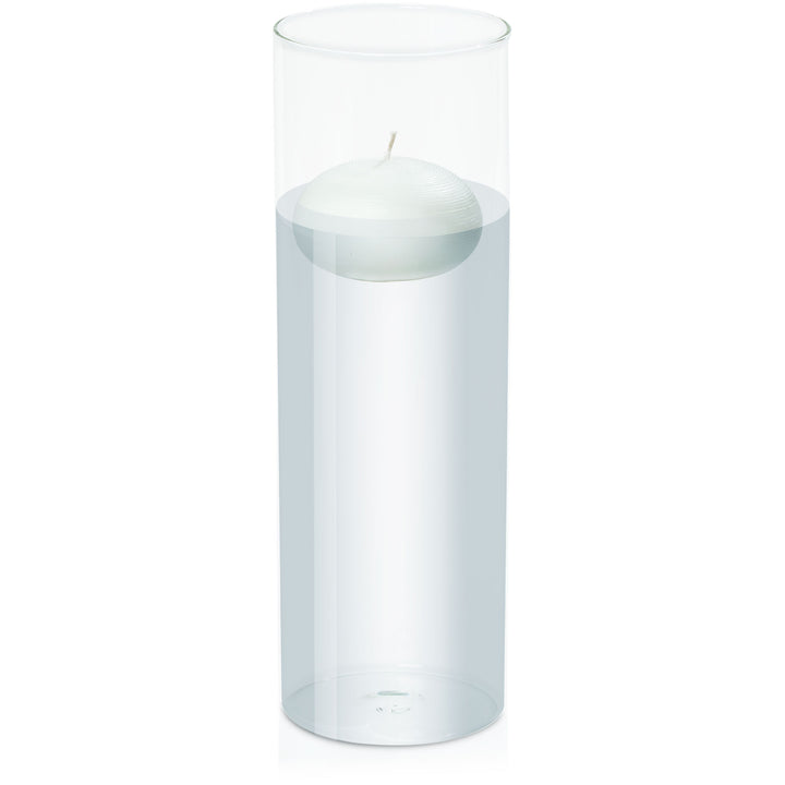 White 7.5cm Floating Candle in 10cm x 30cm Glass Pack of 1