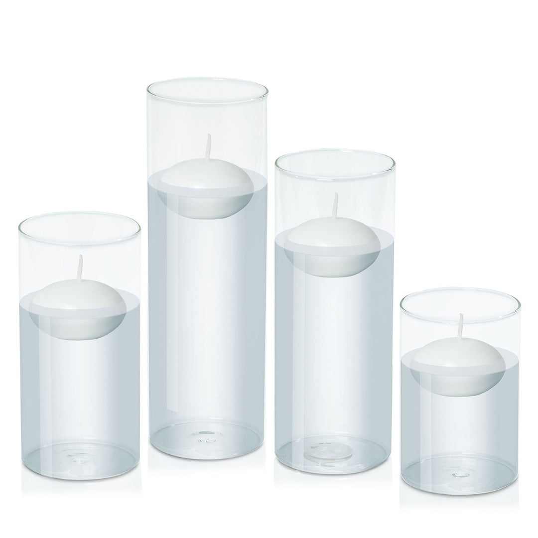 White 8cm Event Floating Candle in 10cm Glass - Med Pack of 1