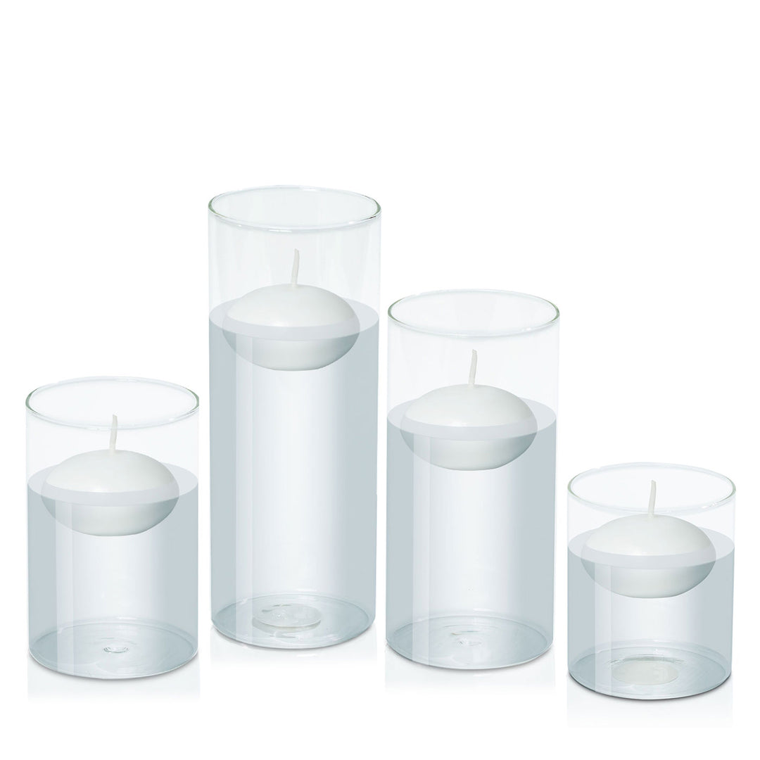 White 8cm Event Floating Candle in 10cm Glass - Sm Pack of 1