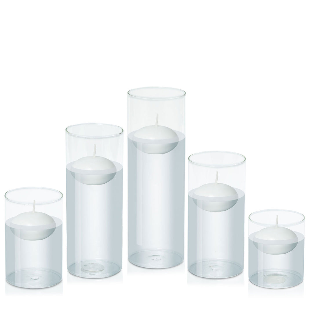 White 8cm Event Floating Candle in 10cm Glass - Sm Pack of 1