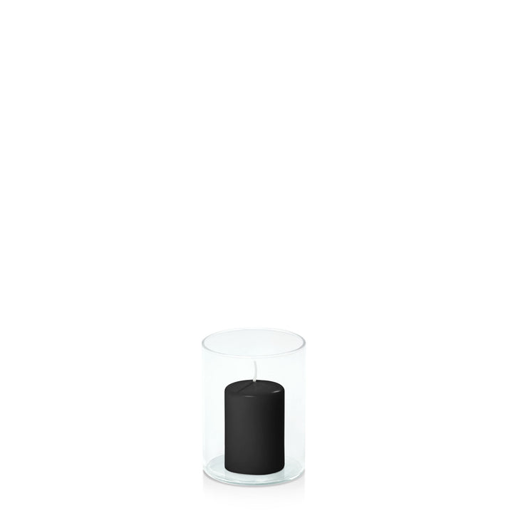 Black 5cm x 7.5cm Event Pillar in 8cm x 10cm Glass Pack of 1