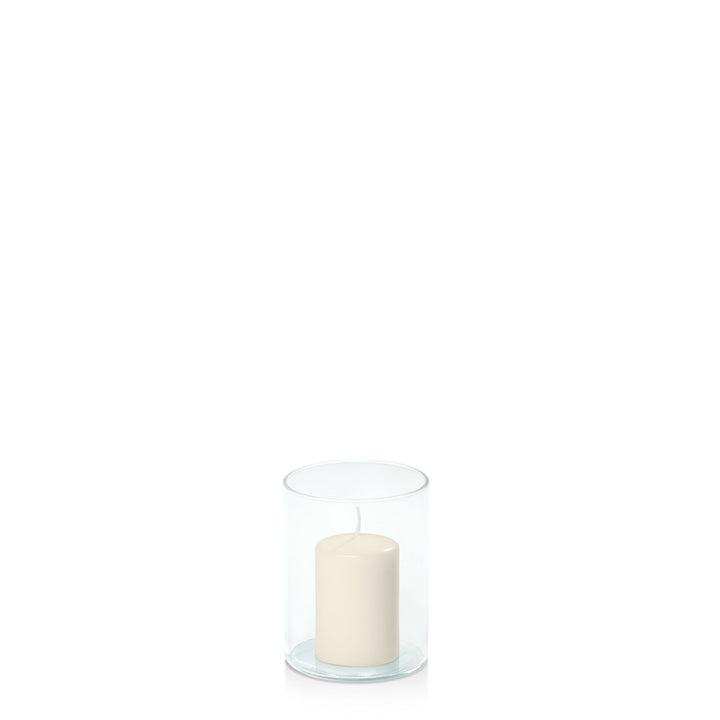 Ivory 5cm x 7.5cm Event Pillar in 8cm x 10cm Glass Pack of 1