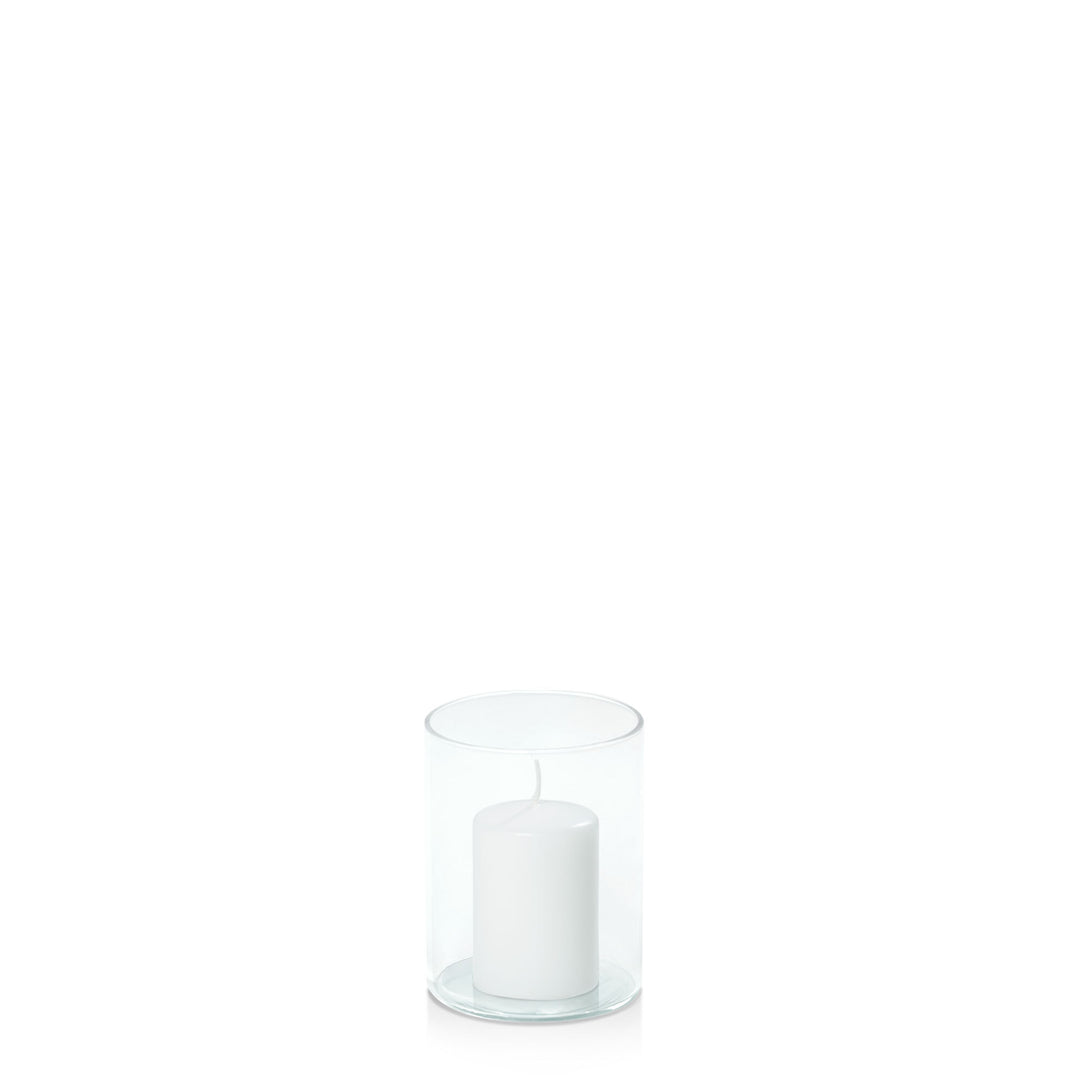 White 5cm x 7.5cm Event Pillar in 8cm x 10cm Glass Pack of 1