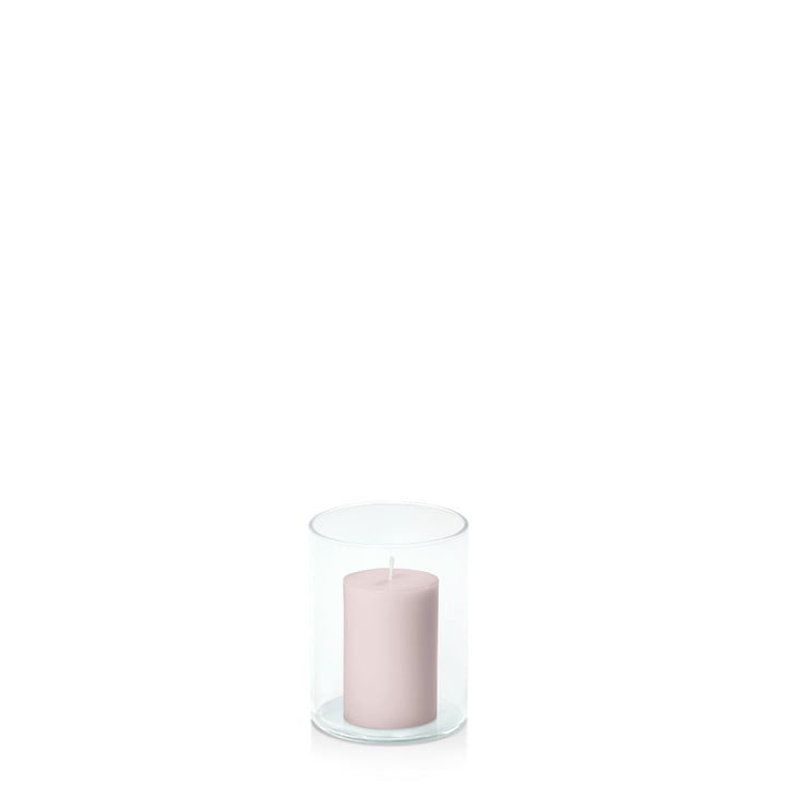 Antique Pink 5cm x 7.5cm Pillar in 8cm x 10cm Glass Pack of 1