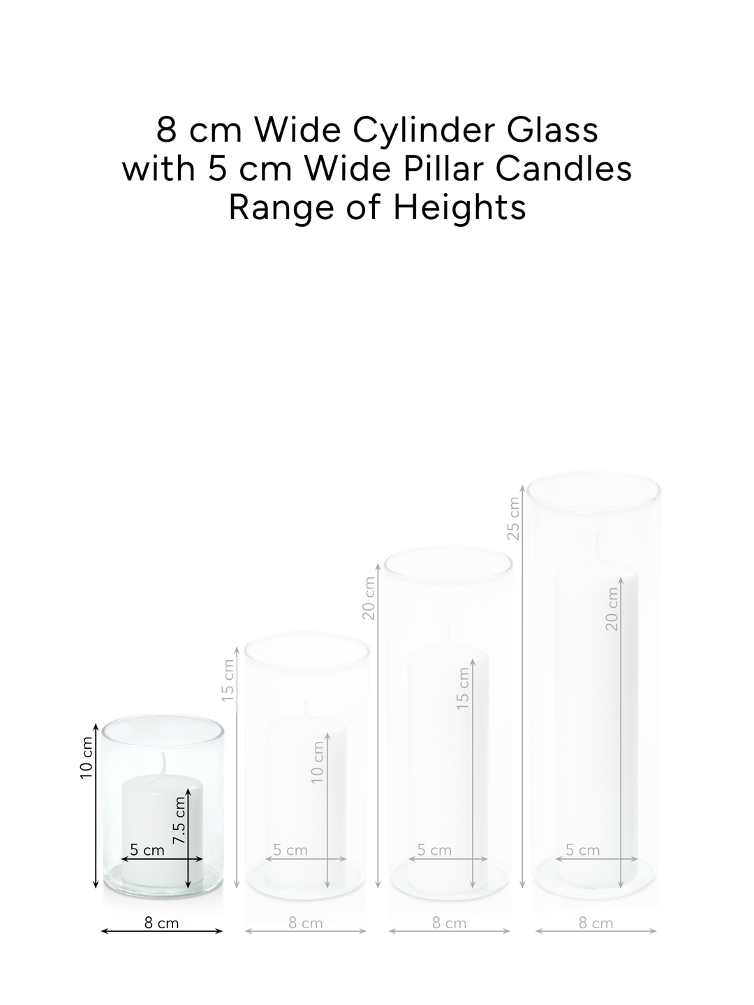 Capri 5cm x 7.5cm Pillar in 8cm x 10cm Glass Pack of 1