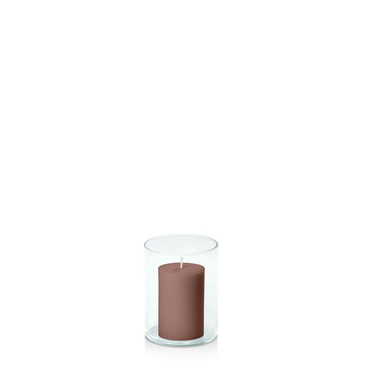 Chocolate 5cm x 7.5cm Pillar in 8cm x 10cm Glass Pack of 1