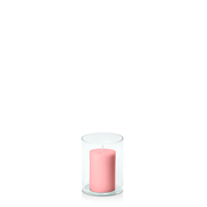 Coral Pink 5cm x 7.5cm Pillar in 8cm x 10cm Glass Pack of 1