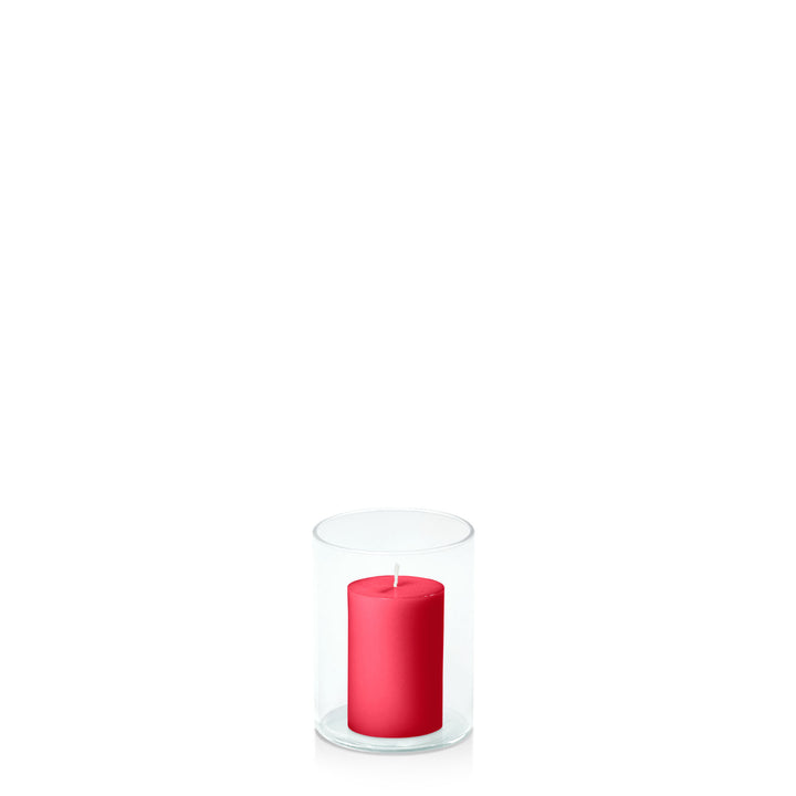 Carnival Red 5cm x 7.5cm Pillar in 8cm x 10cm Glass Pack of 1