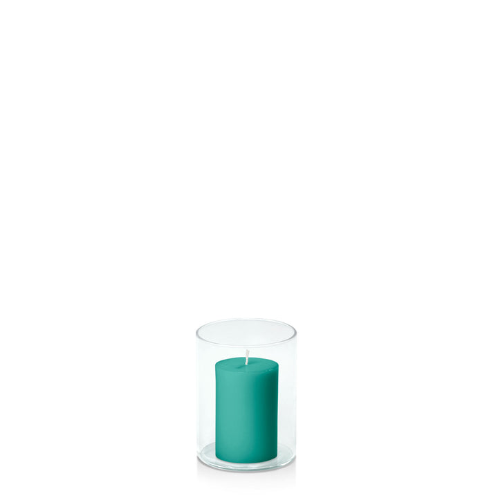 Emerald Green 5cm x 7.5cm Pillar in 8cm x 10cm Glass Pack of 1