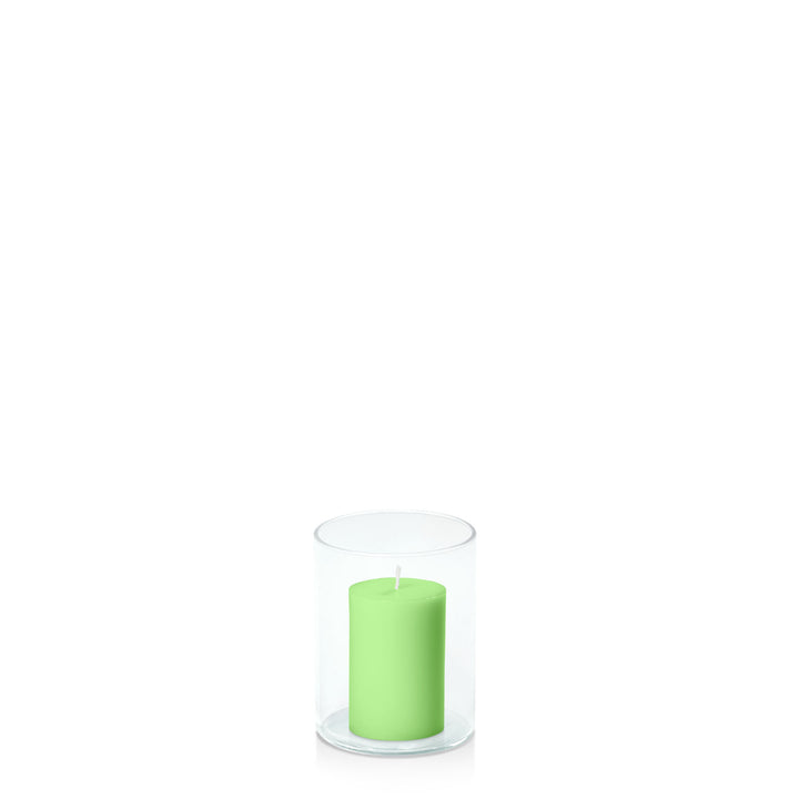 Lime 5cm x 7.5cm Pillar in 8cm x 10cm Glass Pack of 1