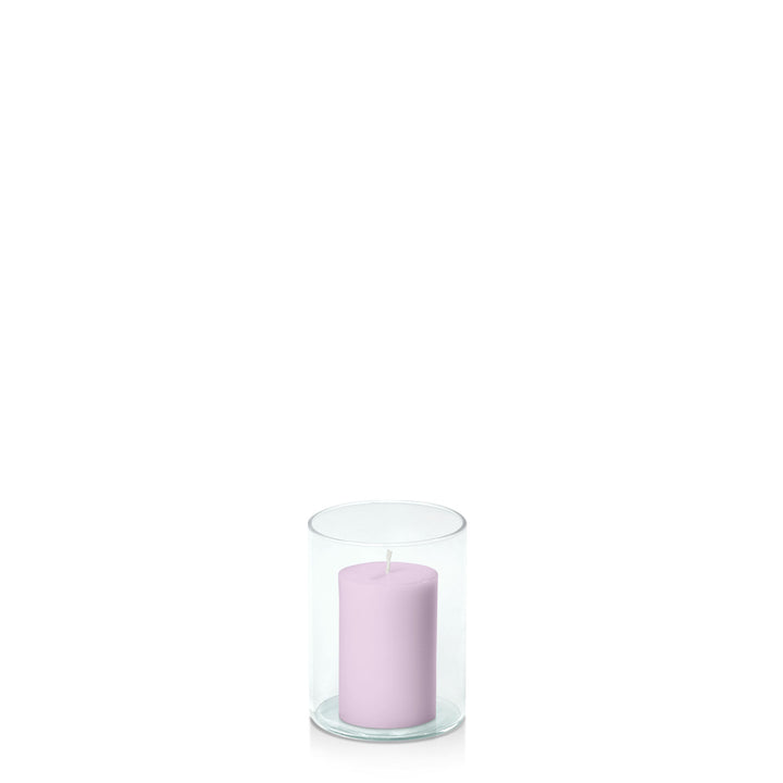 Lilac 5cm x 7.5cm Pillar in 8cm x 10cm Glass Pack of 1