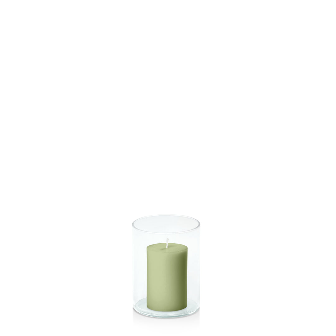 Matcha 5cm x 7.5cm Pillar in 8cm x 10cm Glass Pack of 1