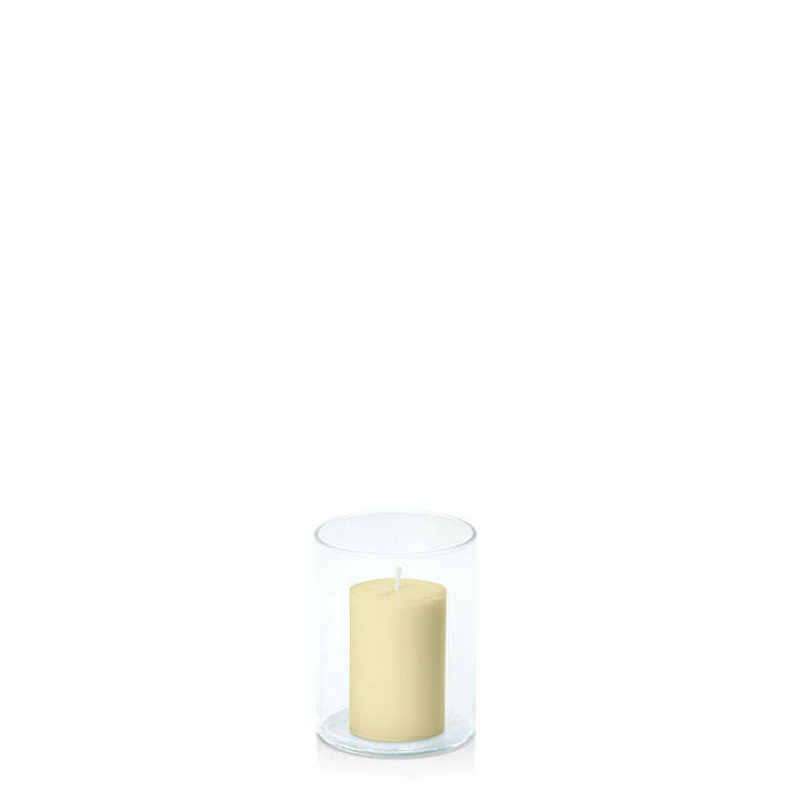 Mustard 5cm x 7.5cm Pillar in 8cm x 10cm Glass Pack of 1