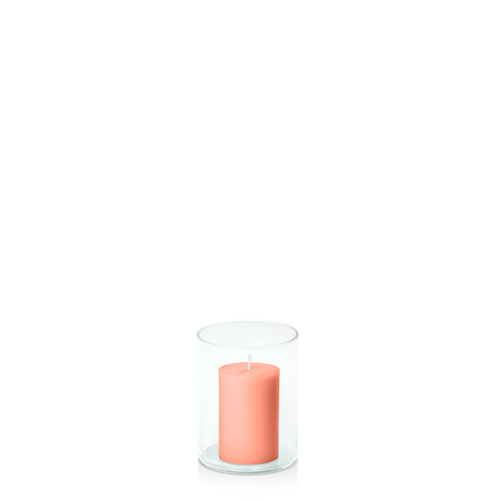 Peach 5cm x 7.5cm Pillar in 8cm x 10cm Glass Pack of 1