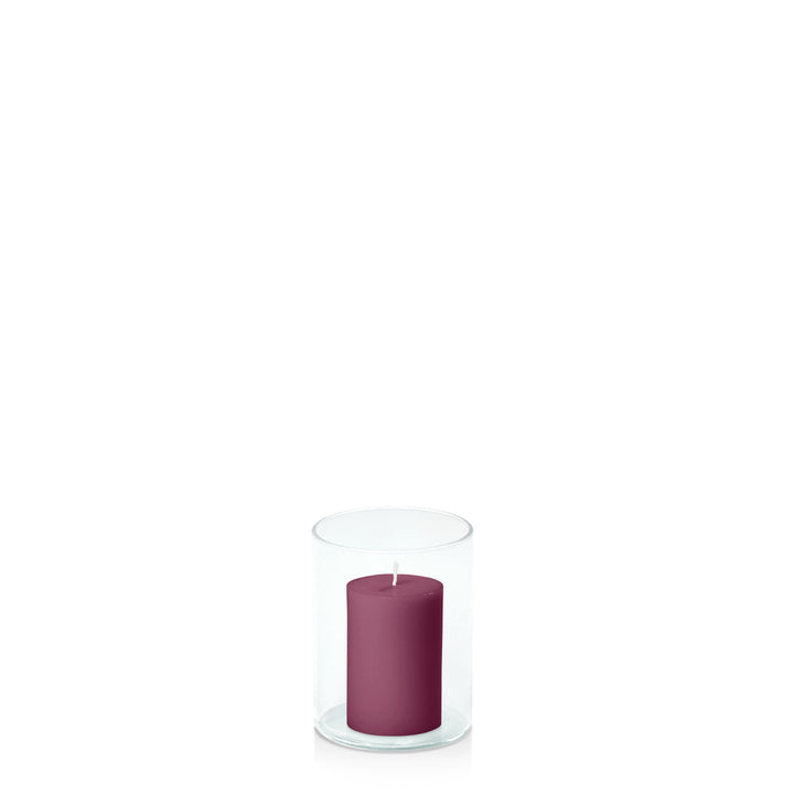 Plum 5cm x 7.5cm Pillar in 8cm x 10cm Glass Pack of 1