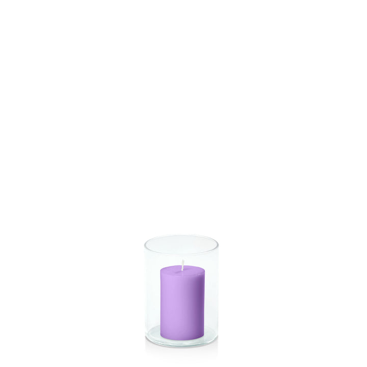 Purple 5cm x 7.5cm Pillar in 8cm x 10cm Glass Pack of 1