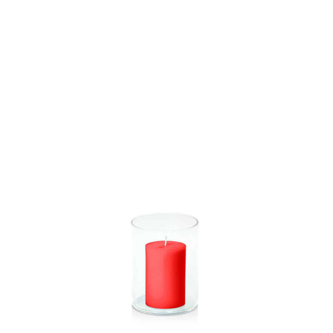 Scarlet 5cm x 7.5cm Pillar in 8cm x 10cm Glass Pack of 1