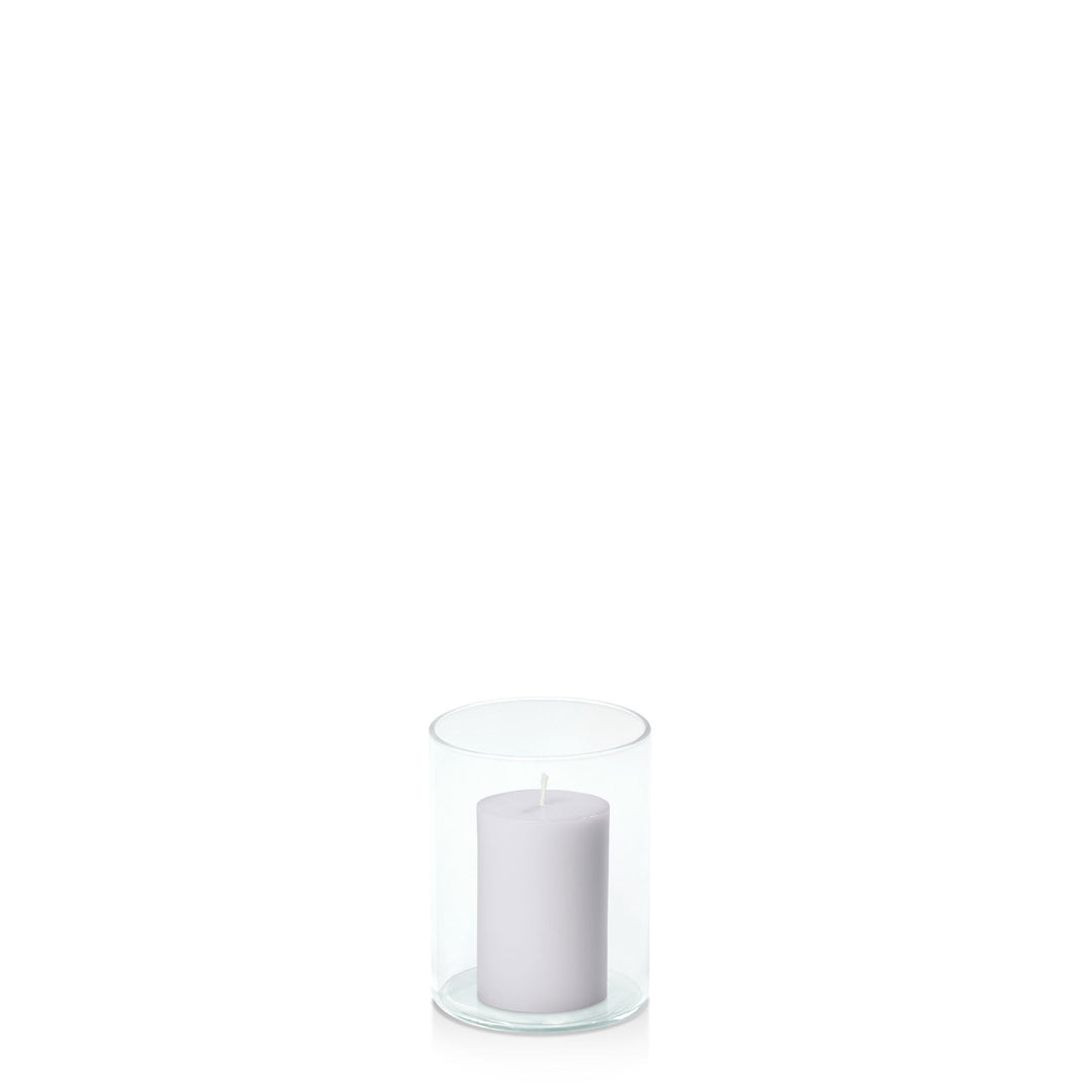 Silver Grey 5cm x 7.5cm Pillar in 8cm x 10cm Glass Pack of 1