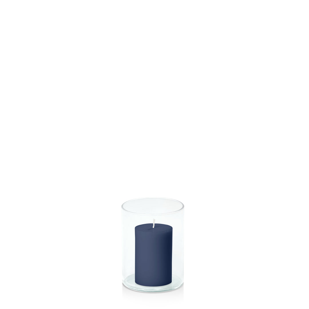 Sapphire 5cm x 7.5cm Pillar in 8cm x 10cm Glass Pack of 1