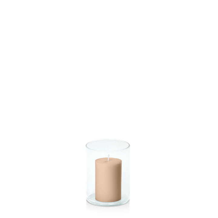 Toffee 5cm x 7.5cm Pillar in 8cm x 10cm Glass Pack of 1