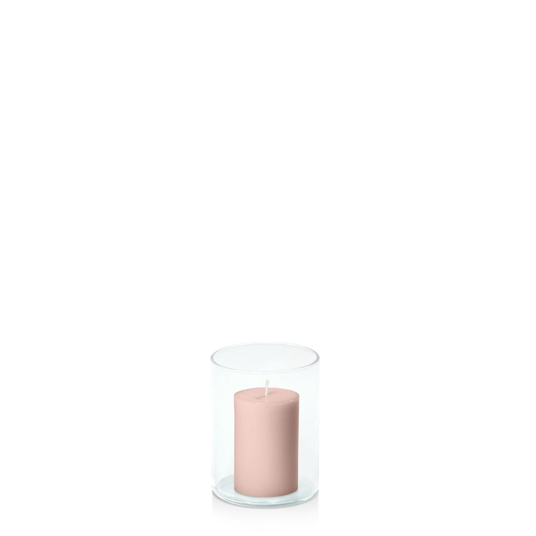 Vintage Blush 5cm x 7.5cm Pillar in 8cm x 10cm Glass Pack of 1