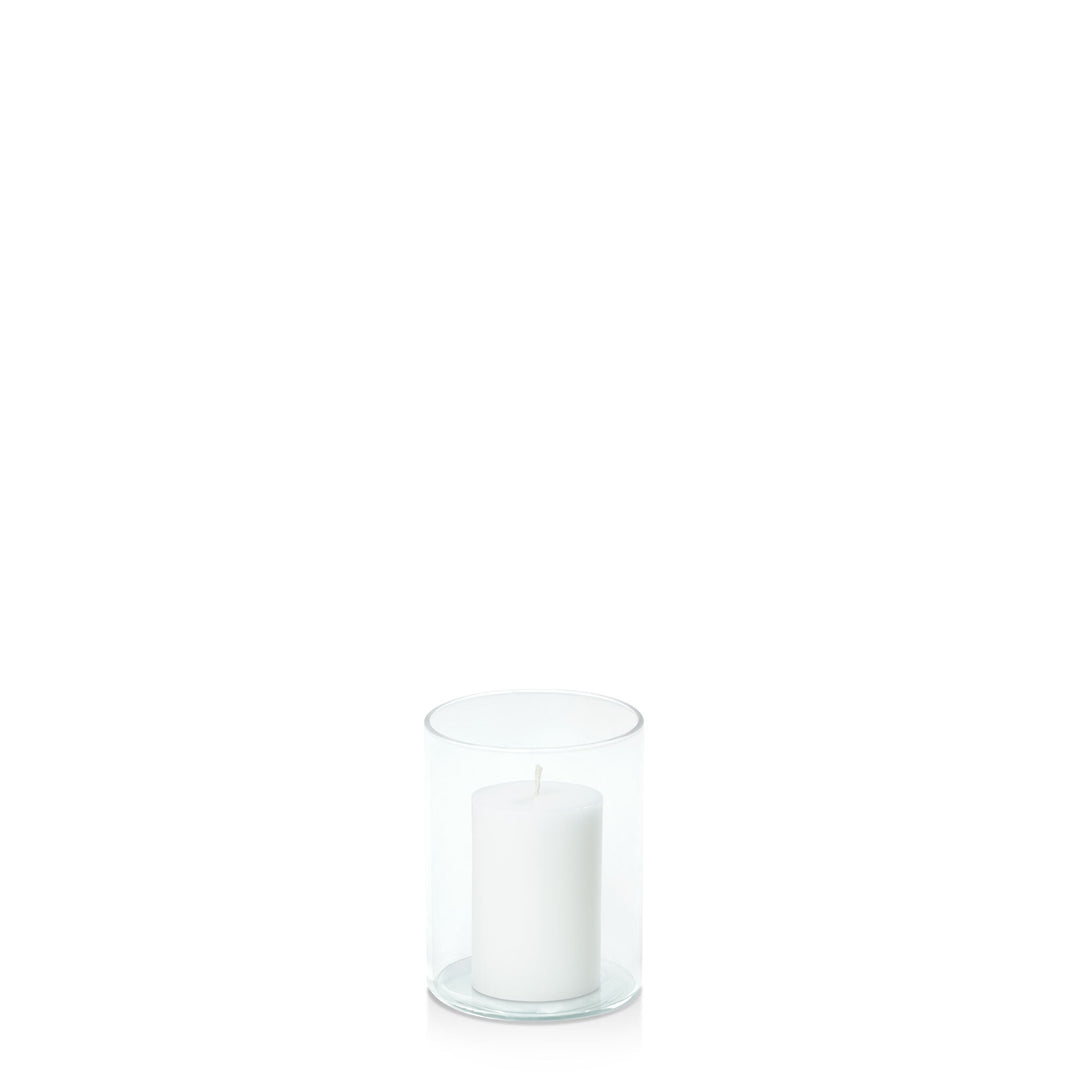 White 5cm x 7.5cm Pillar in 8cm x 10cm Glass Pack of 1