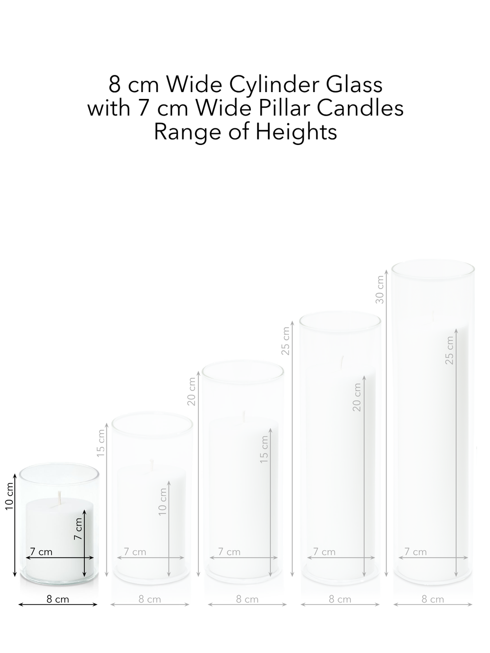 Capri 7cm x 7cm Pillar in 8cm x 10cm Glass Pack of 1