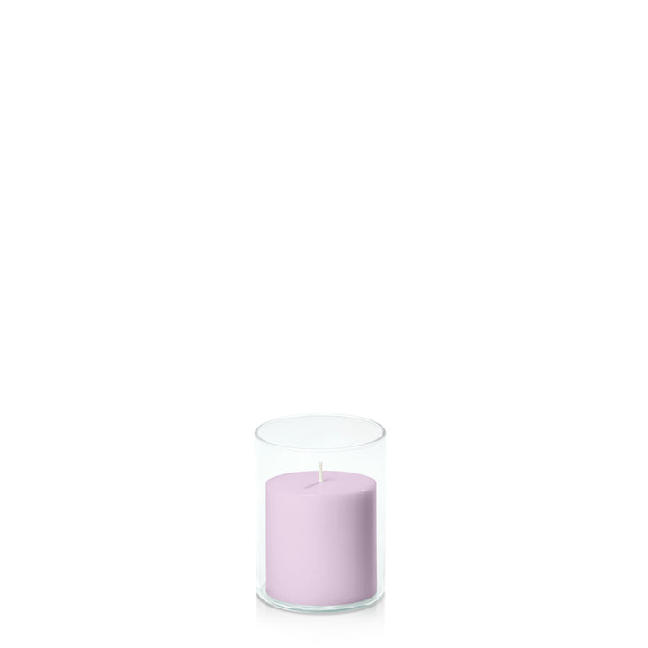 Lilac 7cm x 7cm Pillar in 8cm x 10cm Glass Pack of 1