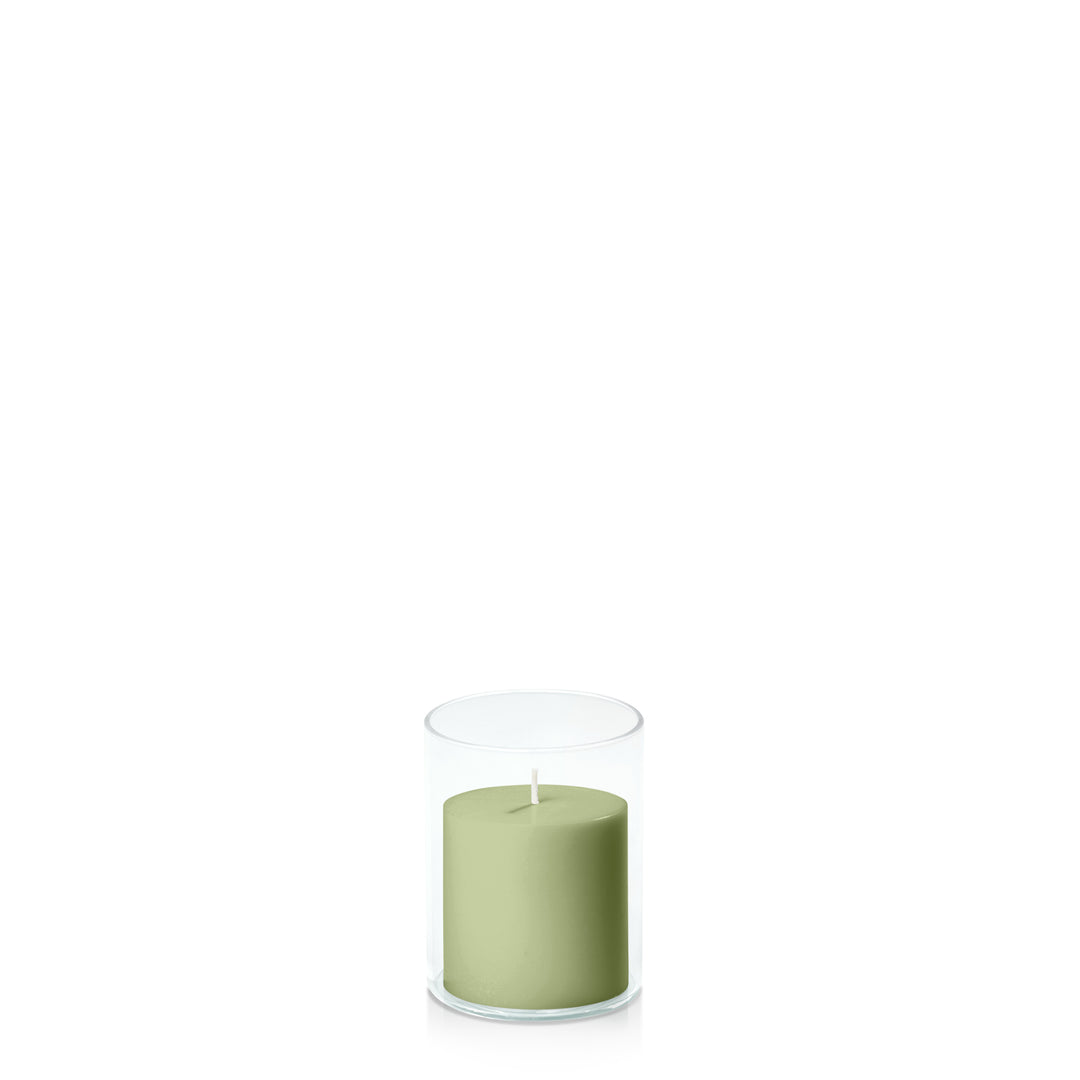 Matcha 7cm x 7cm Pillar in 8cm x 10cm Glass Pack of 1