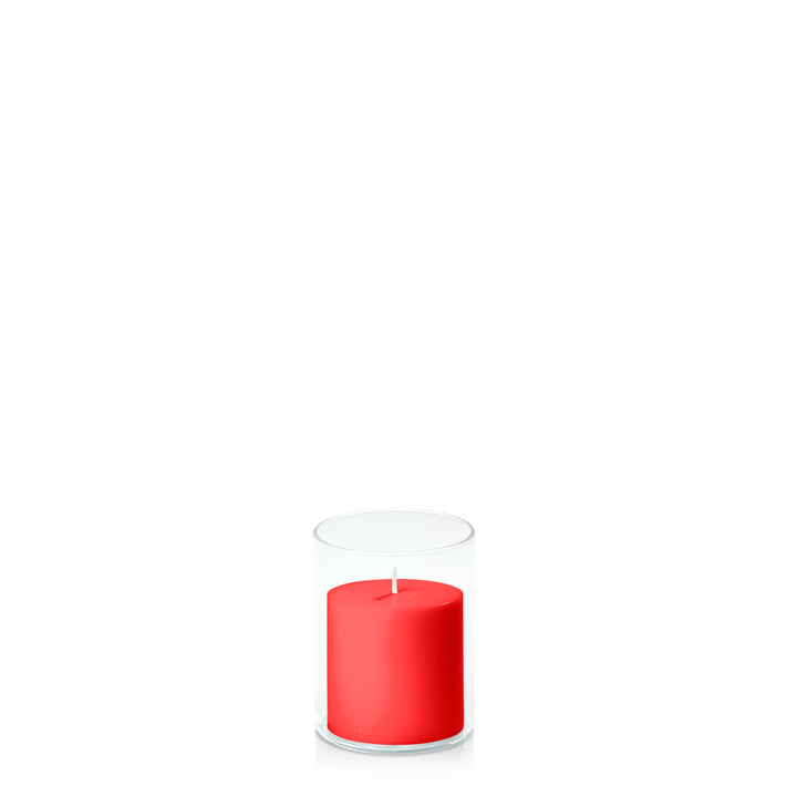 Scarlet 7cm x 7cm Pillar in 8cm x 10cm Glass Pack of 1