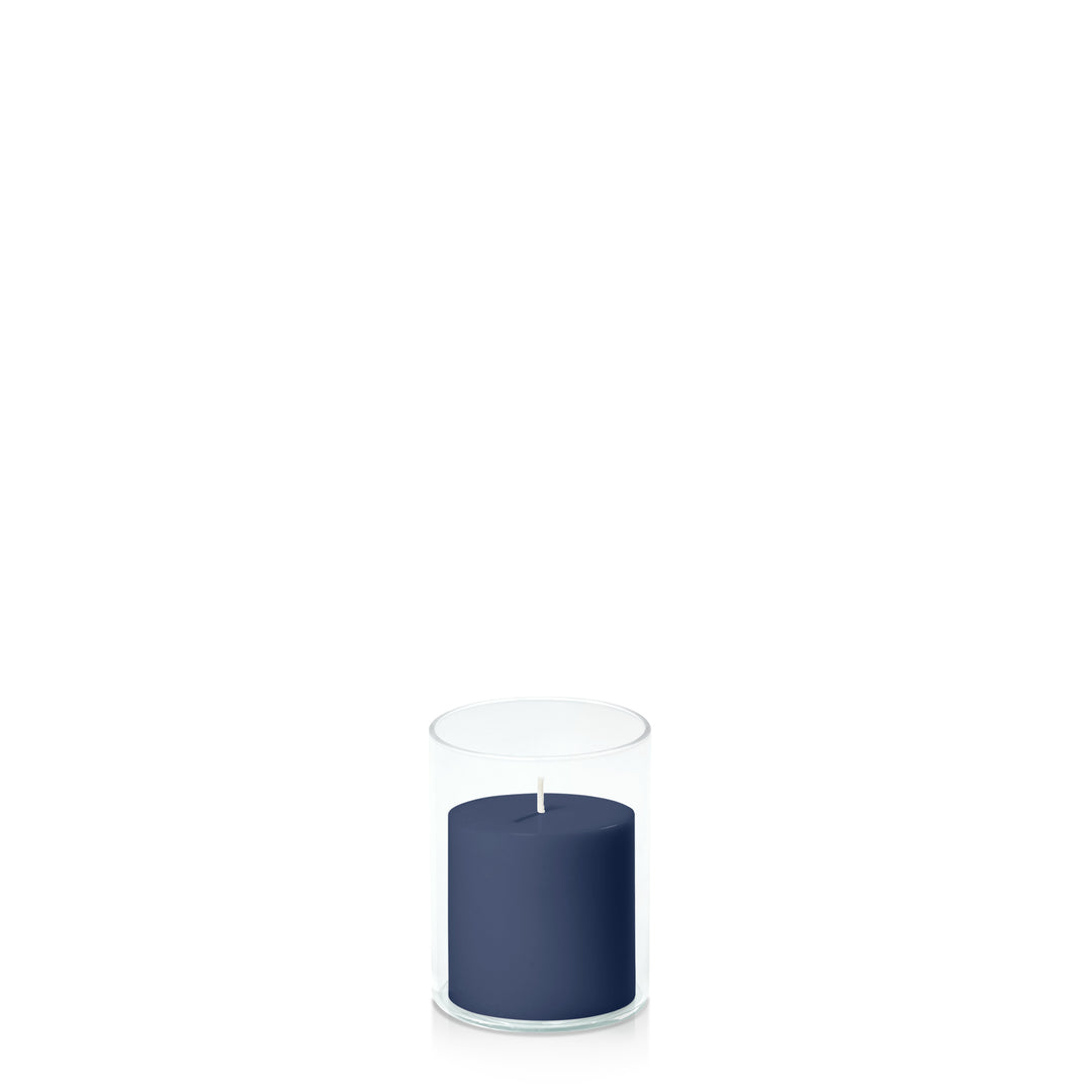 Sapphire 7cm x 7cm Pillar in 8cm x 10cm Glass Pack of 1