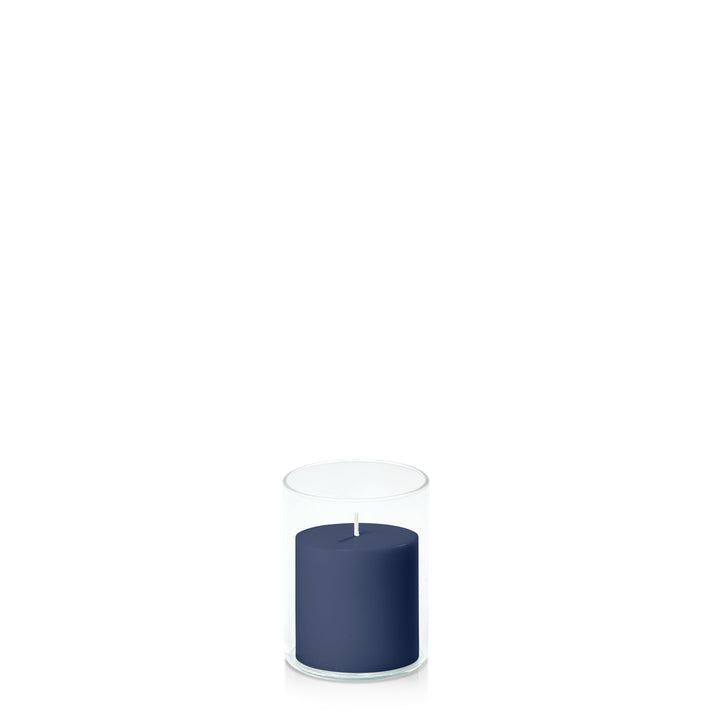 Sapphire 7cm x 7cm Pillar in 8cm x 10cm Glass Pack of 1