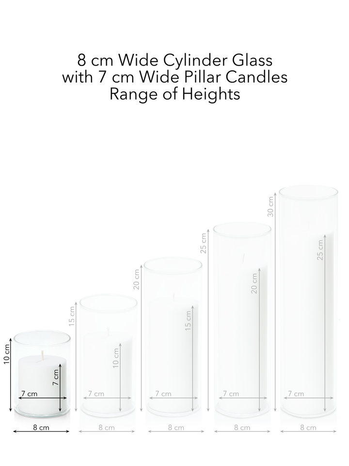 Sapphire 7cm x 7cm Pillar in 8cm x 10cm Glass Pack of 1