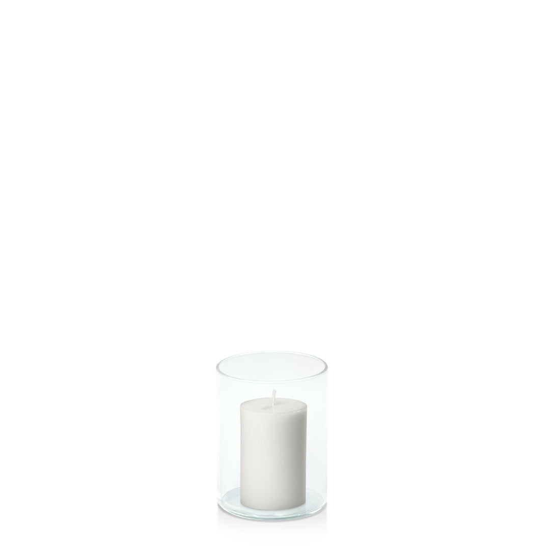 Stone 7cm x 7cm Pillar in 8cm x 10cm Glass Pack of 1