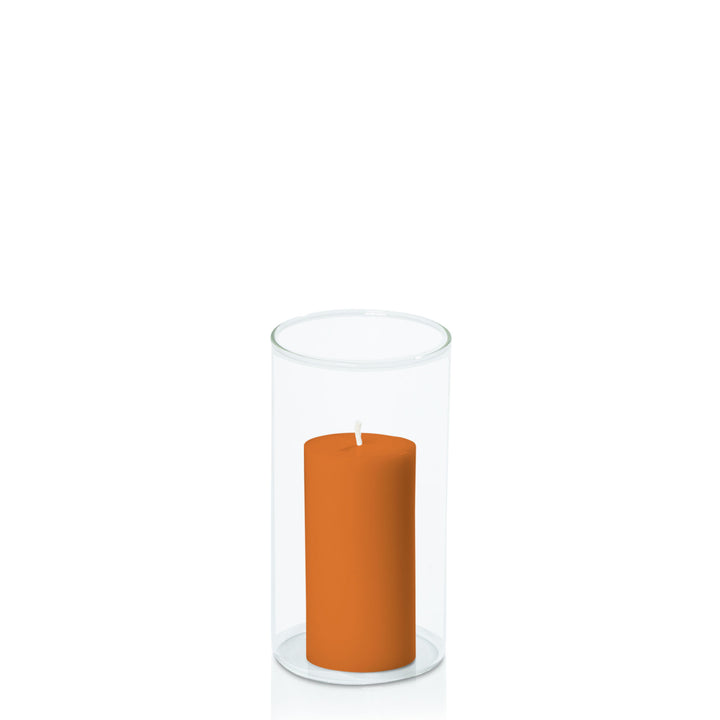 Baked Clay 5cm x 10cm Pillar in 8cm x 15cm Glass Pack of 1