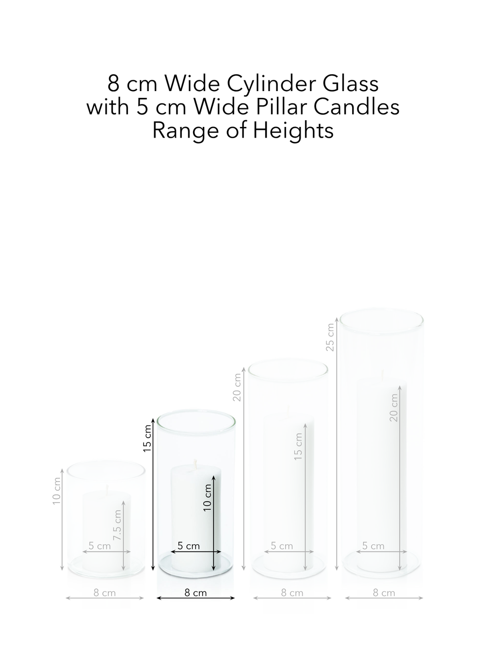 Capri 5cm x 10cm Pillar in 8cm x 15cm Glass Pack of 1