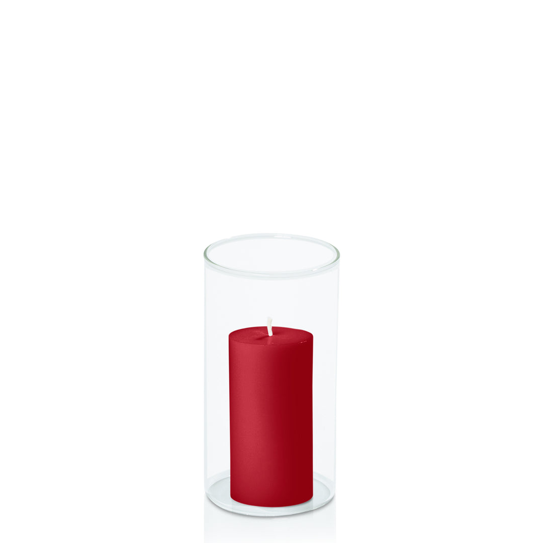 Chilli 5cm x 10cm Pillar in 8cm x 15cm Glass Pack of 1