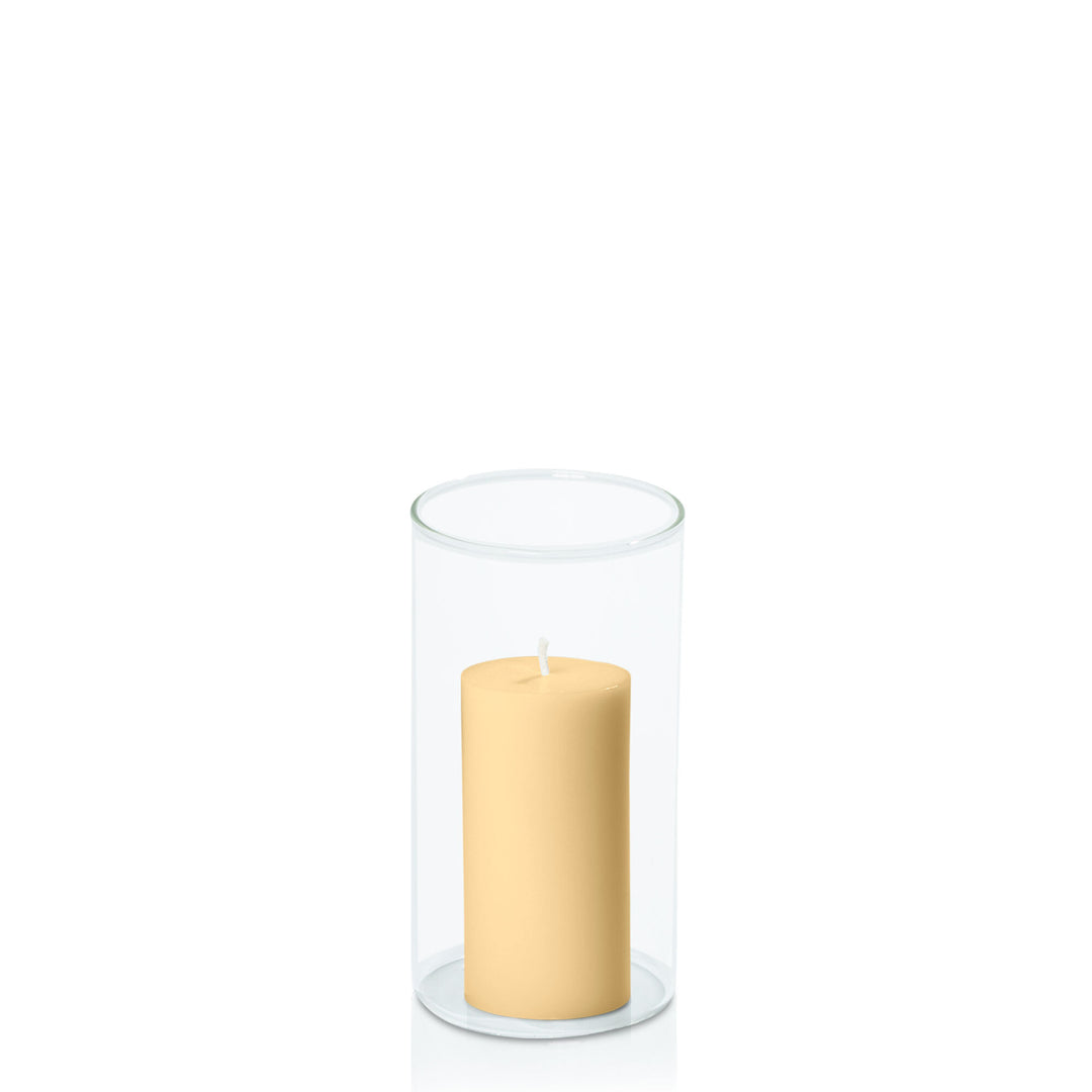 Gold 5cm x 10cm Pillar in 8cm x 15cm Glass Pack of 1