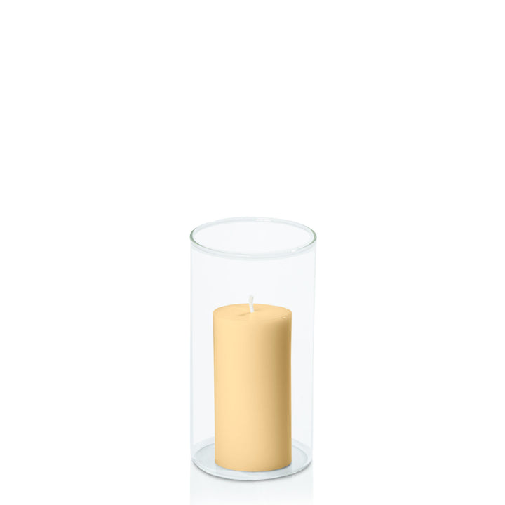 Gold 5cm x 10cm Pillar in 8cm x 15cm Glass Pack of 1