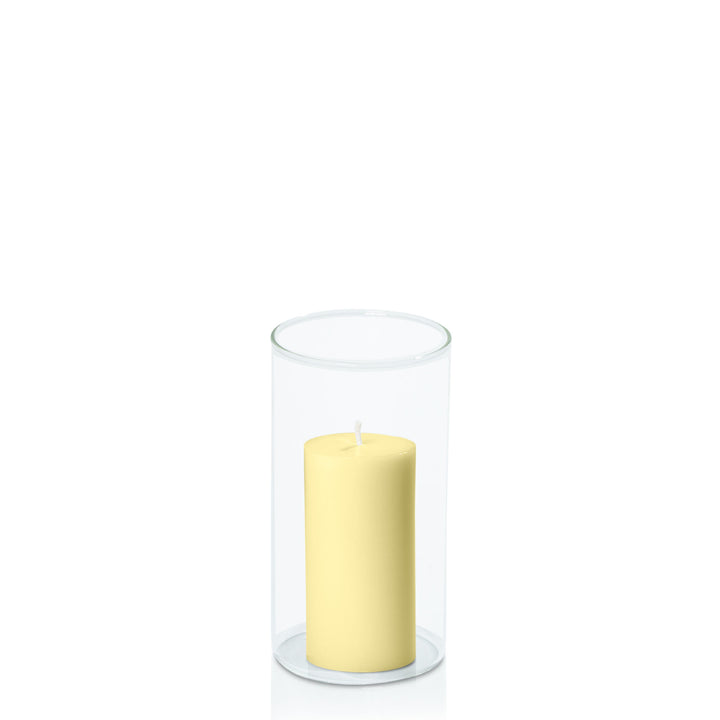 Lemon 5cm x 10cm Pillar in 8cm x 15cm Glass Pack of 1