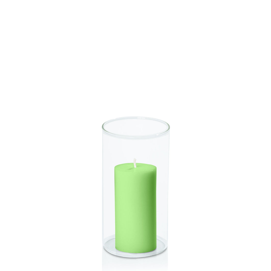 Lime 5cm x 10cm Pillar in 8cm x 15cm Glass Pack of 1