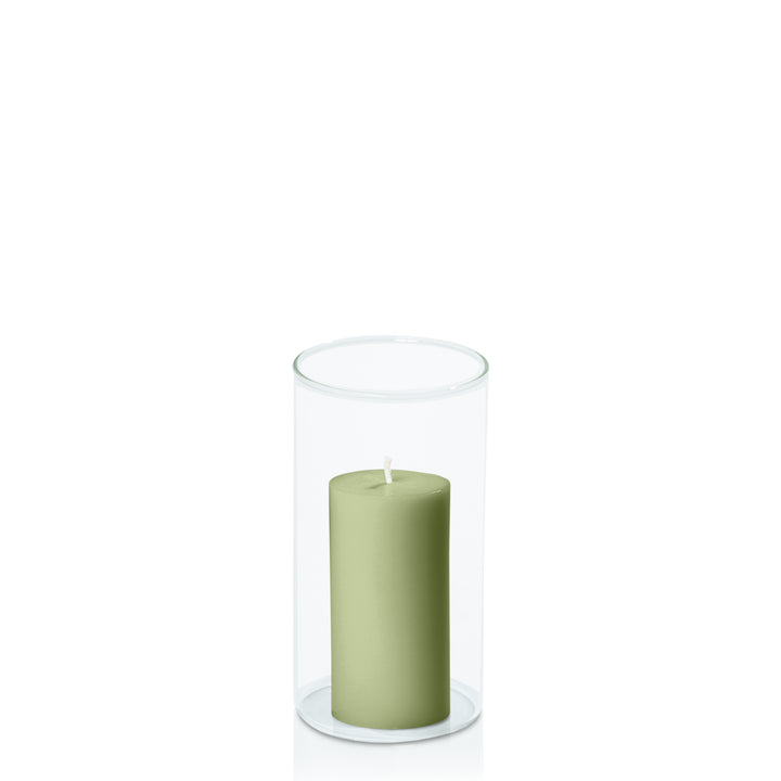 Matcha 5cm x 10cm Pillar in 8cm x 15cm Glass Pack of 1