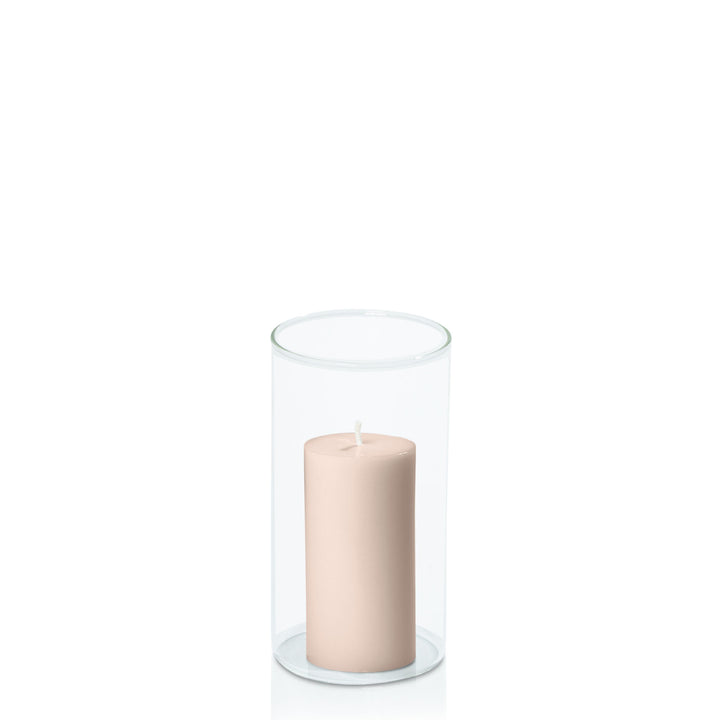 Nude 5cm x 10cm Pillar in 8cm x 15cm Glass Pack of 1